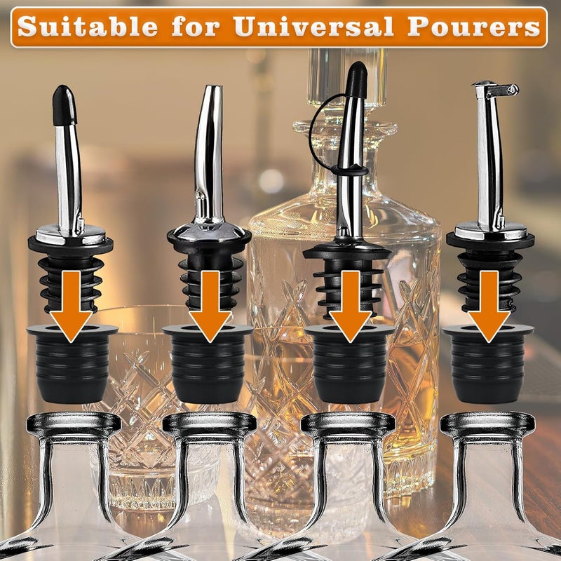 Nokiils 12 Pack Liquor Pour Spout Adapters, Pour Spouts for Large Neck Liquor Bottles, Liquor Bottle Pourers for Alcohol Olive Oil up to 1 inch/25 mm Neck - Image 3